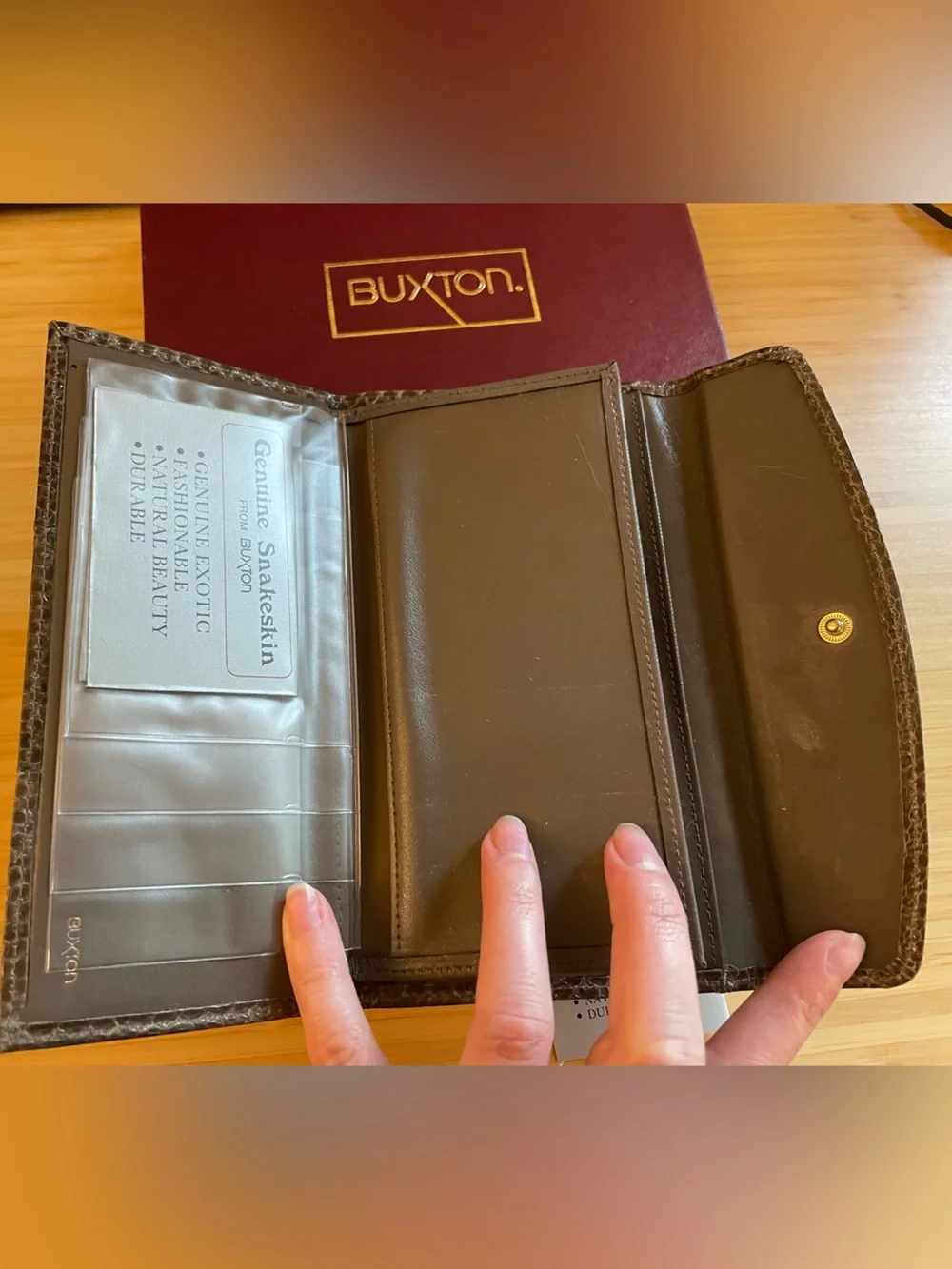 NWT Buxton Genuine Snake Skin 70s Clutch Wallet Organizer